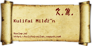 Kulifai Milán névjegykártya